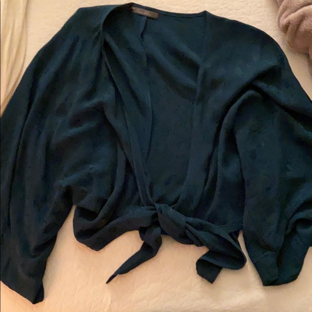 Planet blue tie front top
